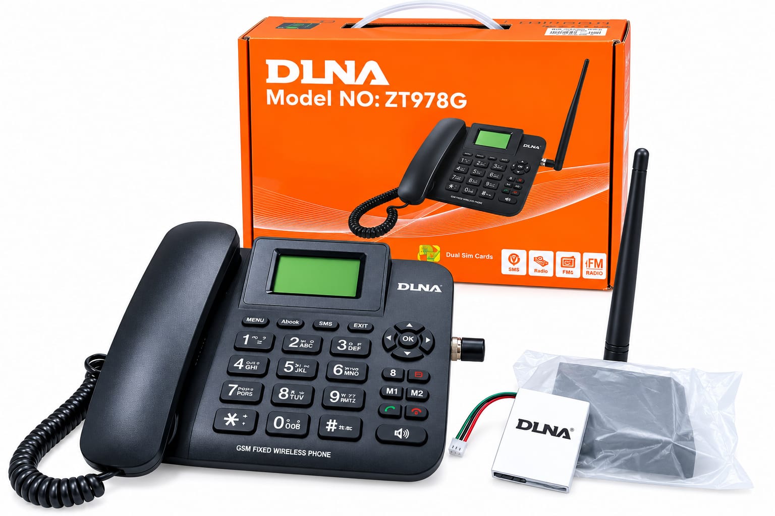 DLNA ZT978G GSM 2 SIM Card Land Phone